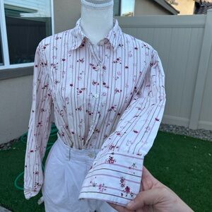 Style & Co. Pink Floral Striped Blouse